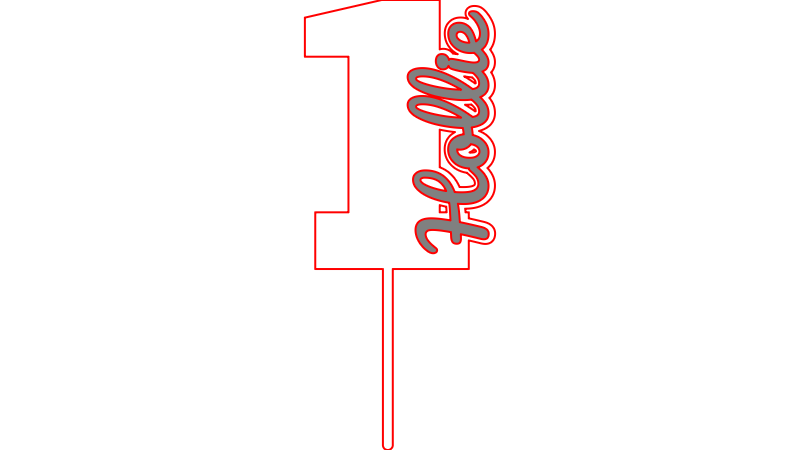 Single digit cake topper with name (vertical)