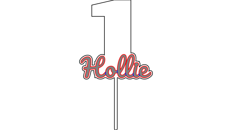 Single digit cake topper with name